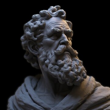 Generative ai Greek marble statue of an old man