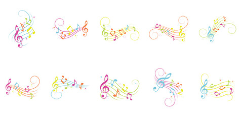 Fototapeta na wymiar Musical Notes Illustration Set