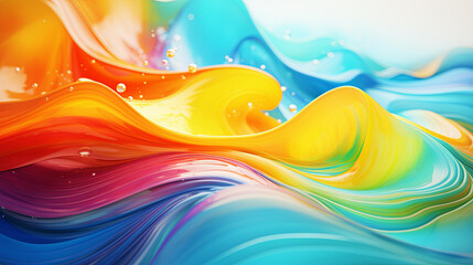 Flowing waves of rainbow-colored liquid