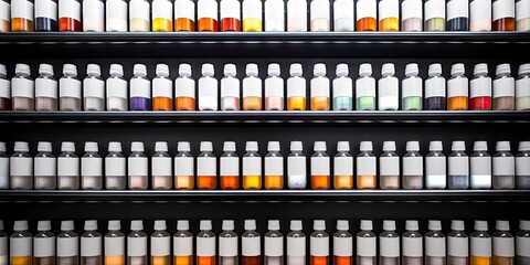 drug bottles lined in rows Generative