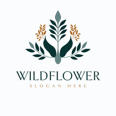 Wildflower vector logo design. Floral logo emblem.