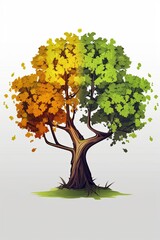 an illustration of a tree with leaves changing colors