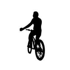 silhouette of a person cycling with transparent background