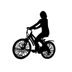 silhouette of a person cycling with transparent background