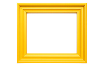 Yellow square picture frame isolated on white background with empty space for image. Mockup for design, photo, poster. AI generation