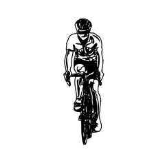 sketch of a cycling person with transparent background