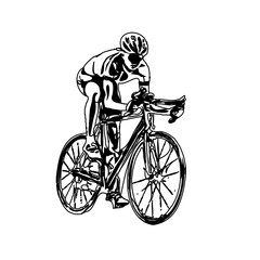 sketch of a cycling person with transparent background