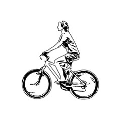 sketch of a cycling person with transparent background