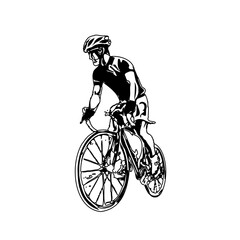 sketch of a cycling person with transparent background
