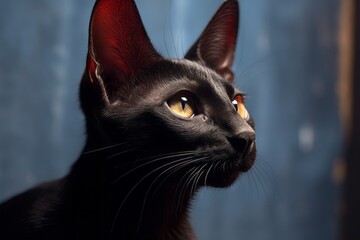 an image of a black cat with yellow eyes