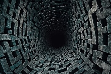 an image of a dark tunnel with a maze in it - obrazy, fototapety, plakaty