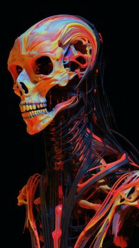 an image of a human skeleton with colorful veins