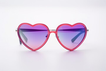 heart shaped glasses on white background.