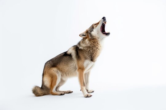 an image of a wolf howling on a white background