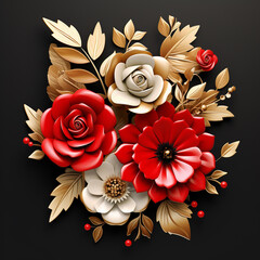 3d flower bouquet vector, epic composition