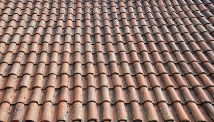 High-resolution texture background of roof tiles, showcasing intricate patterns and a blend of earthy tones. Ideal for architectural design projects, home improvement themes, or adding a rustic touch 