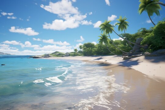 Pictures of paradise beaches, Generative AI