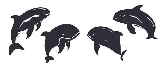 Whale silhouette black filled vector Illustration