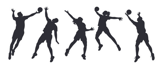 Volleyball player silhouette black filled vector Illustration