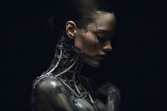 an image of a woman with a robot body