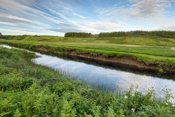 Scottish countryside landscape in the Highlands, Thurso, Scotland