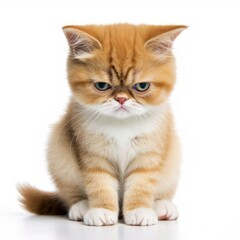 Obraz premium an orange and white cat sitting on a white background