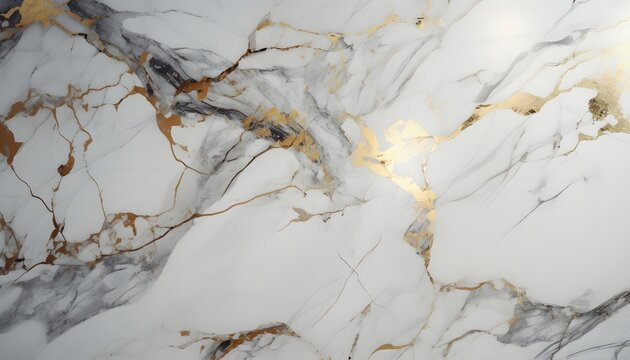 Marmor mit dunklen Einschl&uuml;ssen und Gold (KI-/AI-generiert)