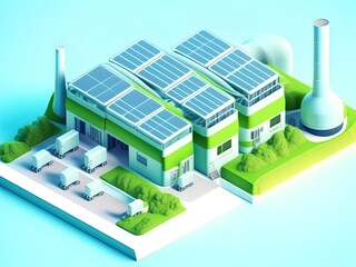 energy panels with solar panels on green background