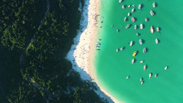 Praia do Forno, Arraial do Cabo, Rio de Janeiro aerial top view footage