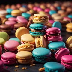 Fototapeta na wymiar colorful macaroons on a wooden table