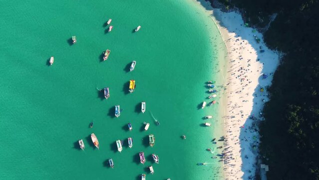 Praia do Forno, Arraial do Cabo, Rio de Janeiro aerial top view footage