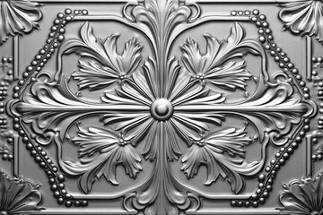 an ornate metal ceiling tile with a floral design