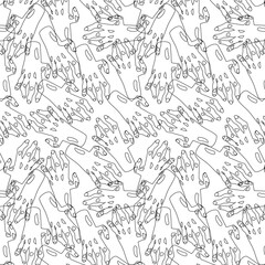 Zombie hands pattern, line style, on a white background. Pattern for Halloween holiday