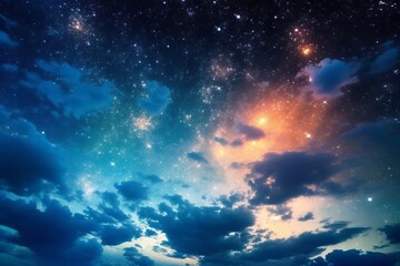 Obraz na płótnie Canvas beautiful night sky with stars and clouds