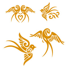 Silhouette of swallows, ornament