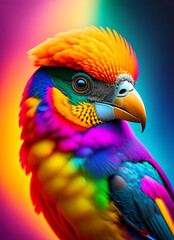 A colorful bird sitting on a hand