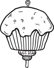 Halloween cupcake decoration Hand draw Halloween concept Outline Simple vector illustration.