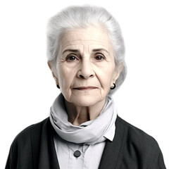 Beautiful portrait of an old woman on a white background