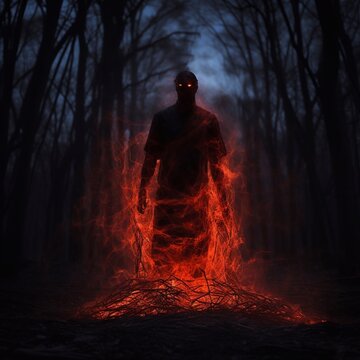 Man on fire,  horror concept