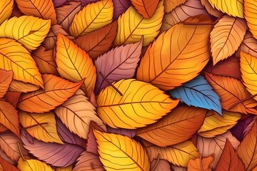 Fototapeta na wymiar colorful autumn leaves seamless background vector illustration