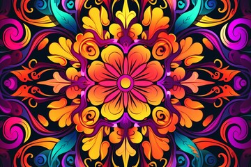 Fototapeta na wymiar colorful floral design on a black background