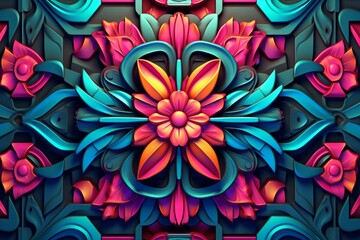 Fototapeta na wymiar colorful floral design on a black background