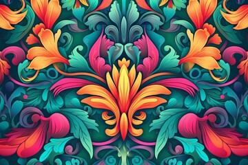 colorful floral pattern on a dark background