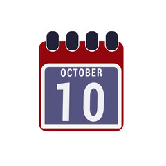 Calendar displaying day 10 ( tenth ) of the October - Day 10 of the month. illustration
