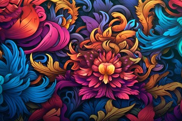 colorful flowers on a black background