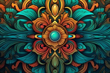 colorful ornate pattern on a black background