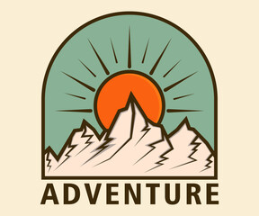 Hand Drawn Colored Adventure Logo Monoline Style