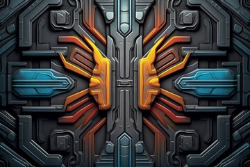 futuristic sci-fi background with a door and two doors