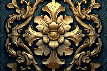 golden floral design on a black background