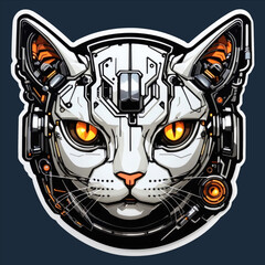 cyborg cat sticker, Generative AI